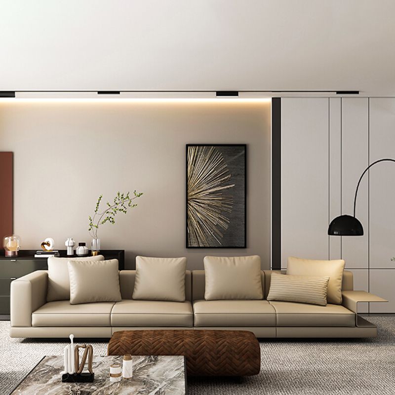 Scandinavian Light-grey Loose Back Square Arm Living Room Seating
