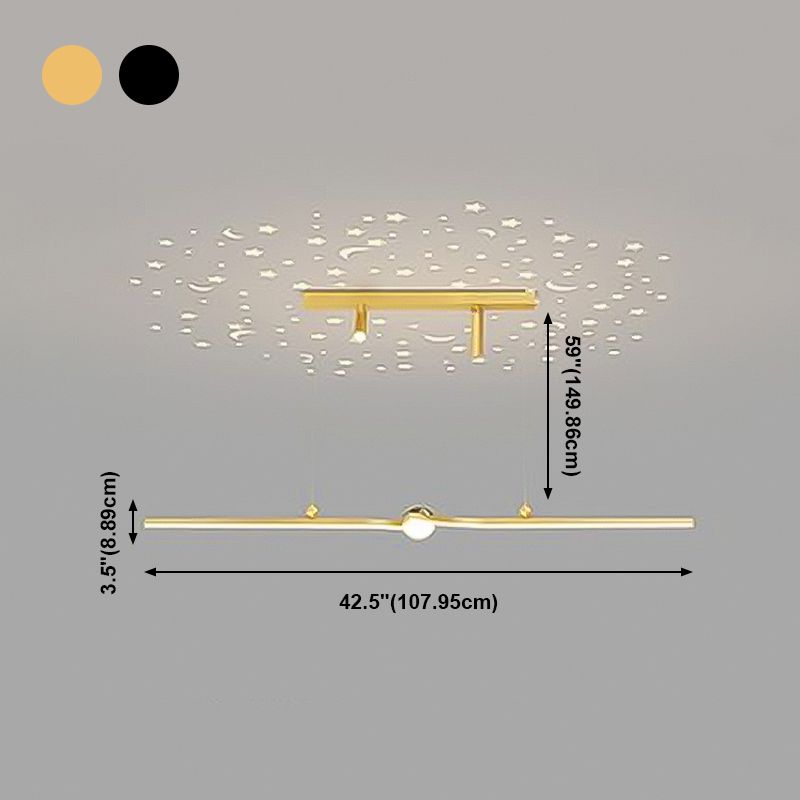 Modern Aluminum Chandelier Lamp Linear LED Island Pendant for Dining Room