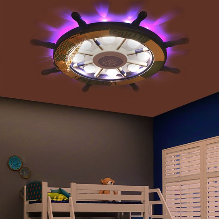 Kids Flush Mount Light Rudder Metal LED Ceiling Mount Light Fixture for Children's Room