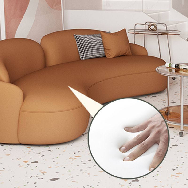 Faux Leather Contemporary Curved Sofa Armless Sofa for Living Room