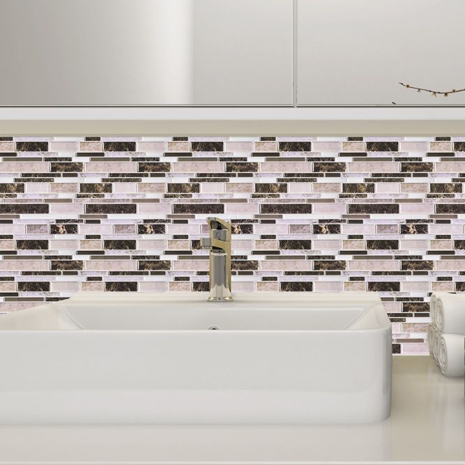 Modern Peel and Stick Backsplash Tile PVC Staggered Joint Peel and Stick Wall Tile