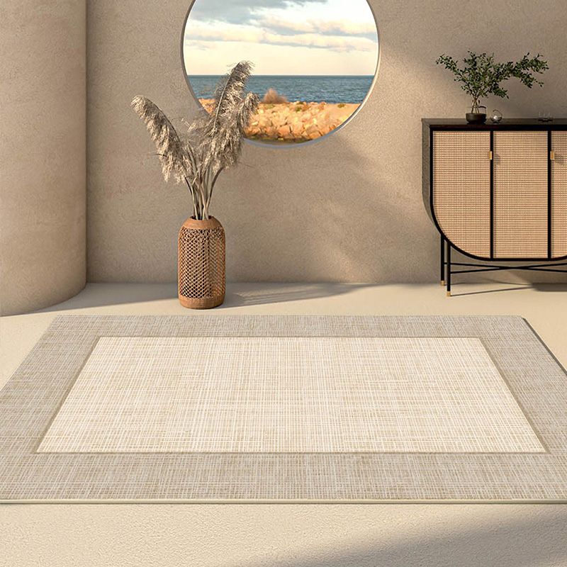 Beige Modern Carpet Polyester Rectangle Carpet Non-Slip Backing Carpet for Home Decor