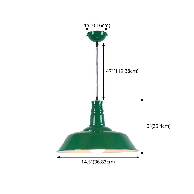 Modern Industrial Barn Shade Hanging Light, Macaron Metal 1-Light Pendant Lighting