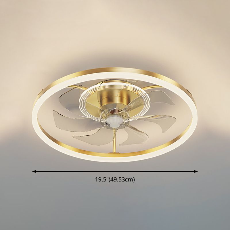 Lampada a ventola a soffitto circolare con finitura dorata LED MIMINALIST METALE SEMI FLUSH LUCE