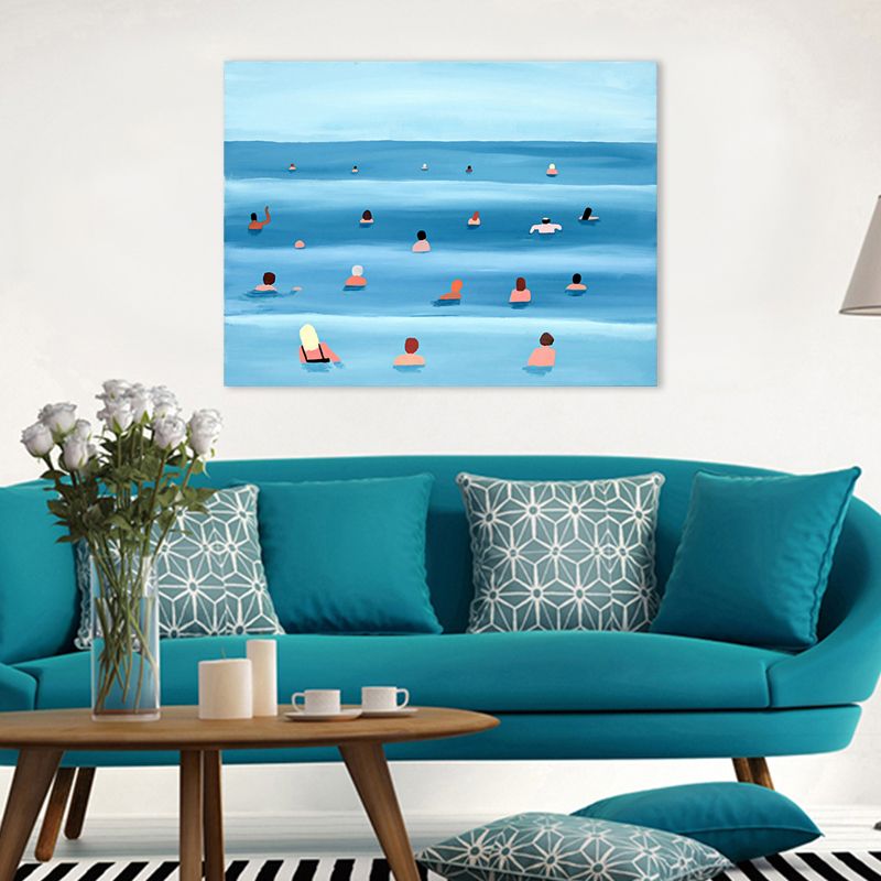 Peinture sur toile texturée, décoration murale de Sport de mer tropicale, couleur douce pour salle à manger