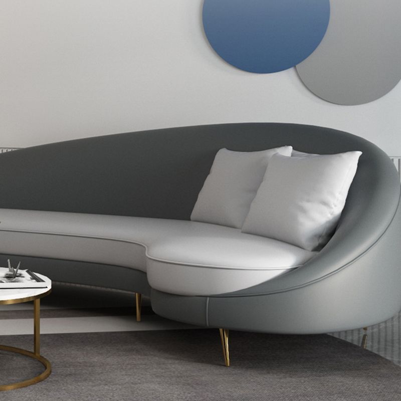 Contemporary Tight Back Curved Settee Faux Leather Sloped Arm Sofa