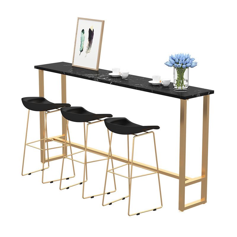 Modern Bar-Height Table Faux Marble Top Bistro Table for Patio Use