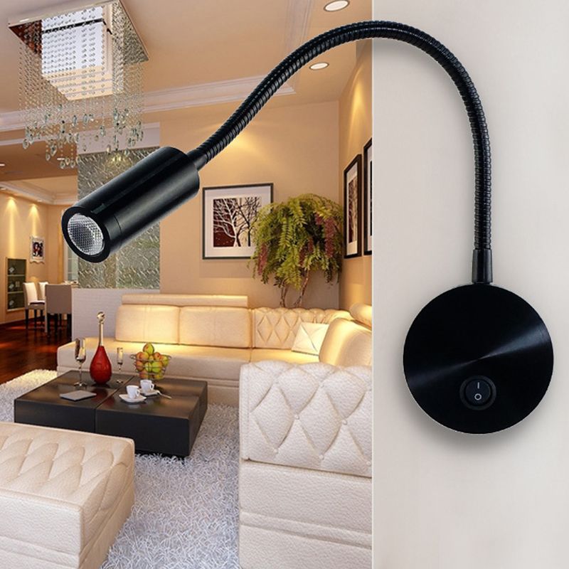 1 Light Round Wall Sconce Modern Style Metal Wall Mounted Reading Lights