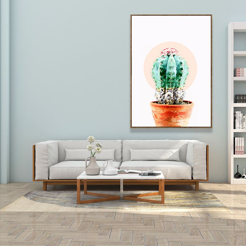 Minimalistischer Kaktus-Leinwanddruck in sanften Farben für die Wanddekoration im Wohnzimmer, mehrere Größenoptionen