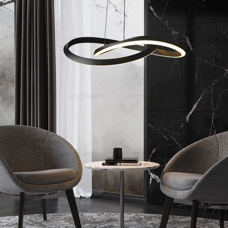 Luci a soffitto a spirale Black Acrilic LED Stili moderni per soggiorno camera da letto