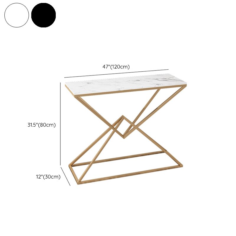 11.8" W Modern Console Accent Table Antique Finish Sofa Console Table in Marble