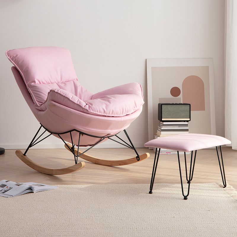 Rocking Chair Fabric Houndstooth Scratch Resistant Rocking Chair with Ottoman