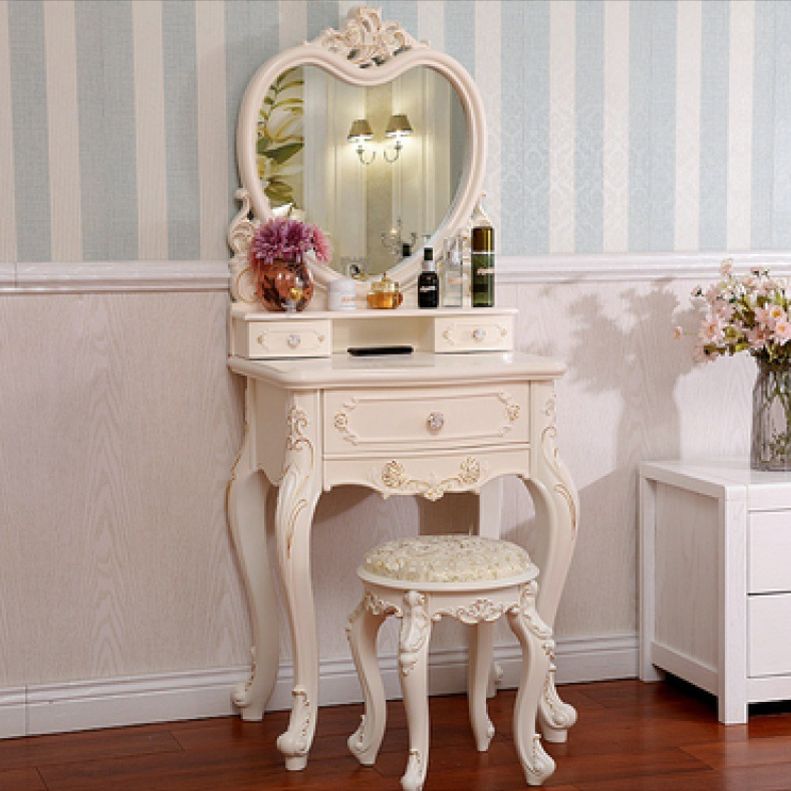 Victorian Bedroom With Drawer Mirror Solid Wood Makeup Vanity Set