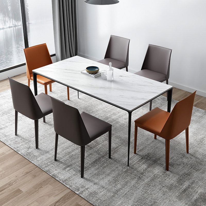 Contemporary Sintered Stone Table Rectangle Table Set 1/4/5/7 Pieces Dining Set