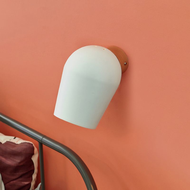 Dome Wall Mounted Light with White Metal Shade 1 Light Nordic Wall Lighting for Bedside