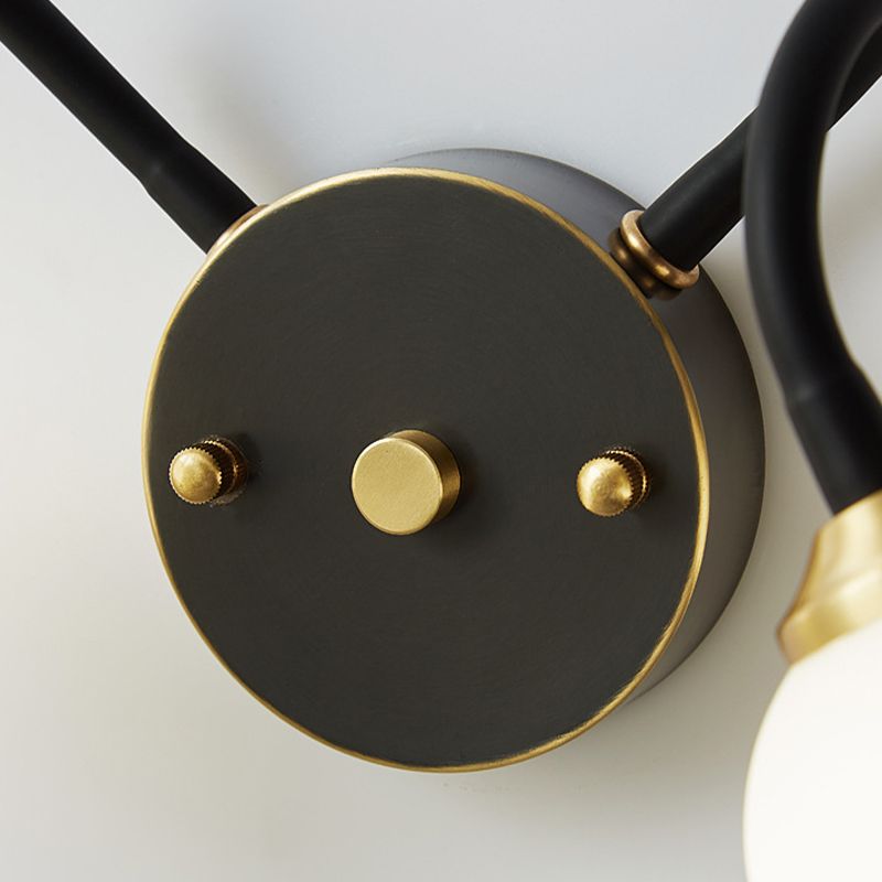 Brass Globe Wall Light Nordic Black Wall Sconce with Glass for Living Room