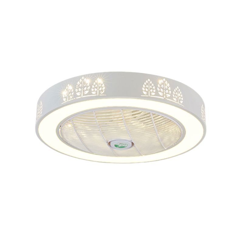 21.5 "LED LED LED Ventilismo Modernismo Sala de estar Semi Flush Mount con tambor acrílico en rosa/azul/blanco