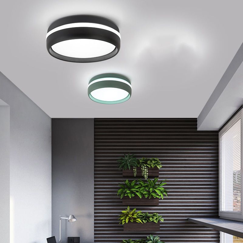 Modern Metal Flush Mount LED Circle Shape Ceiling Lamp with Acrylic Shade for Living Room