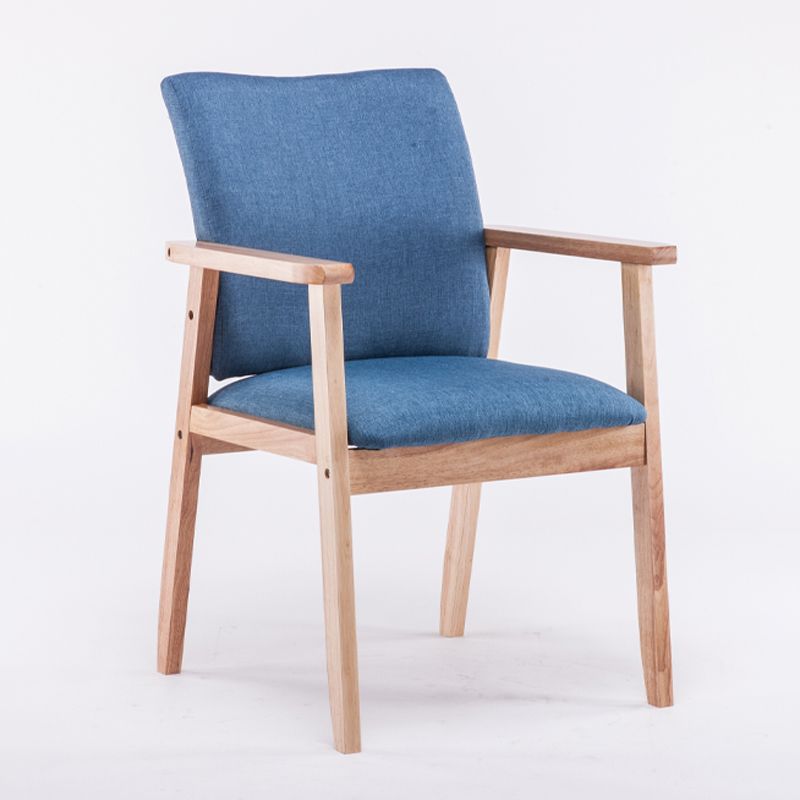 Scandinavian Rubberwood Solid Back Arm Chair Wood Dining Chair for Home
