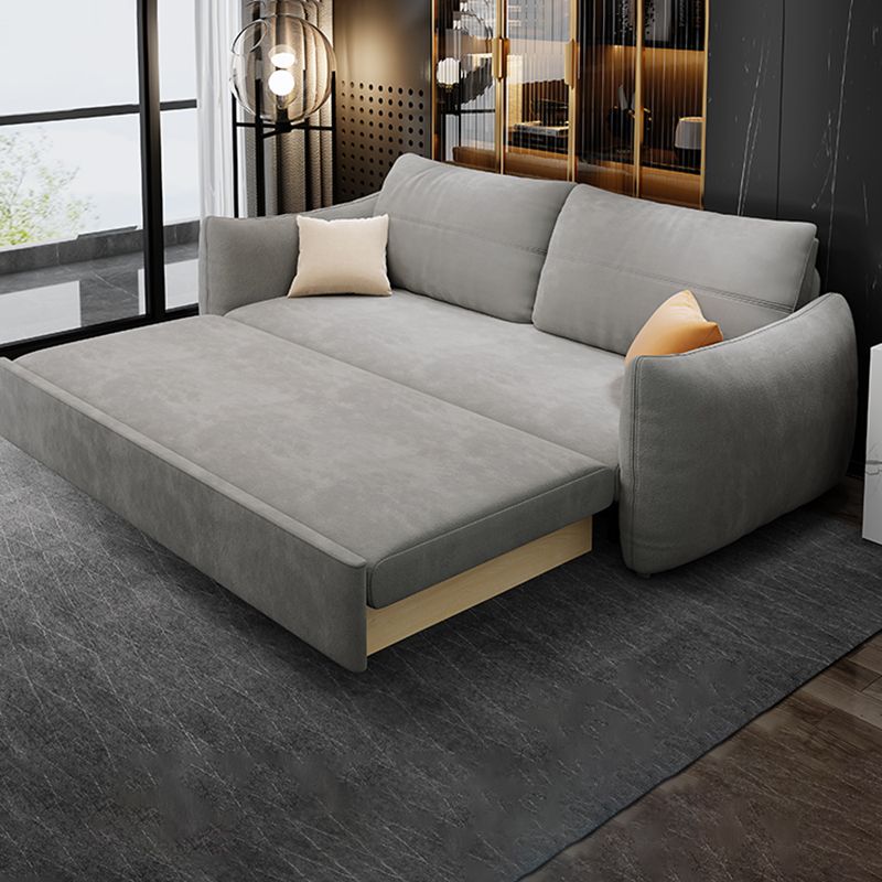 Contemporary Fabric Sofa Bed 34.65"H Square Arm Sofa Bed with Bolster Pillows,Gray