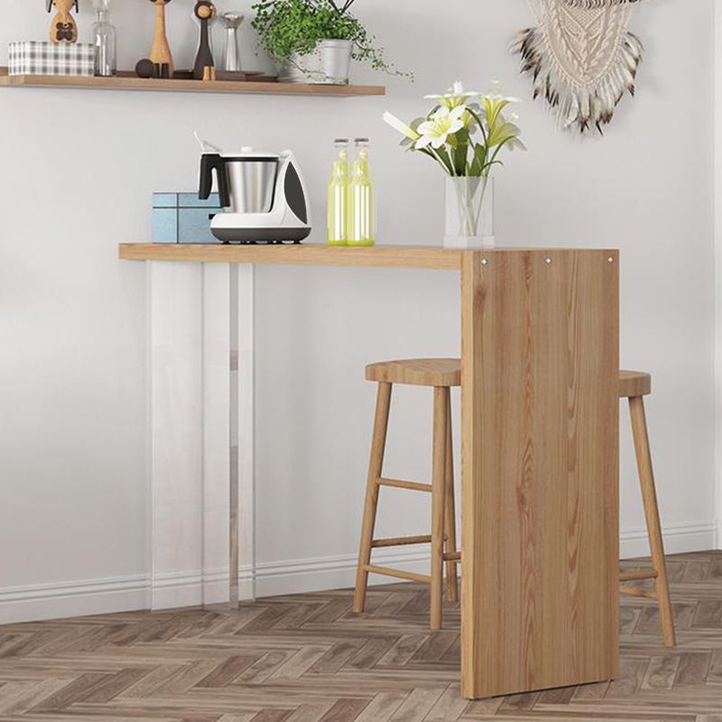 Contemporary Style Bar Table Solid Wood Bar Dining Table with Double Pedestal