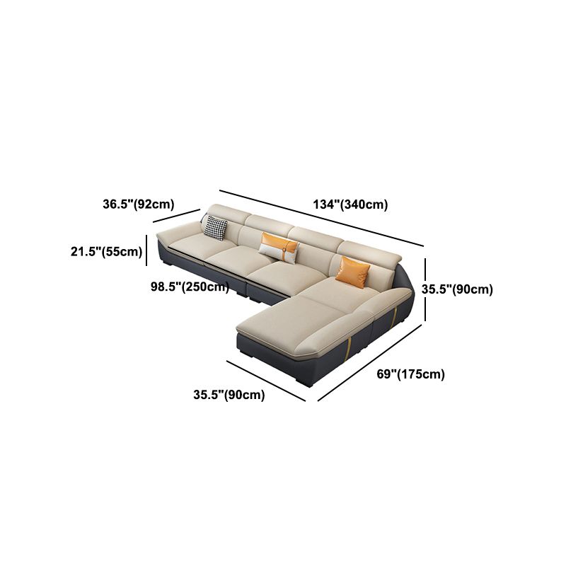 North European Faux Leather Sofa Sewn Pillow Back Sofa with Pillows