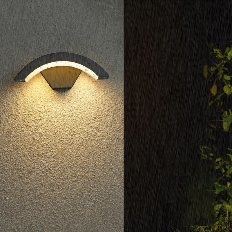 Modern Metal Wall Sconce Arc Shape Wall Light with Acrylic Shade for Courtyard