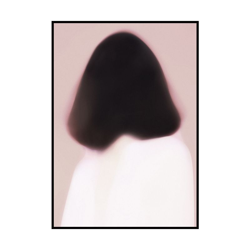 Nordic Wall Art Back of Woman with Short Hair Soft Color Canvas Print for Living Room