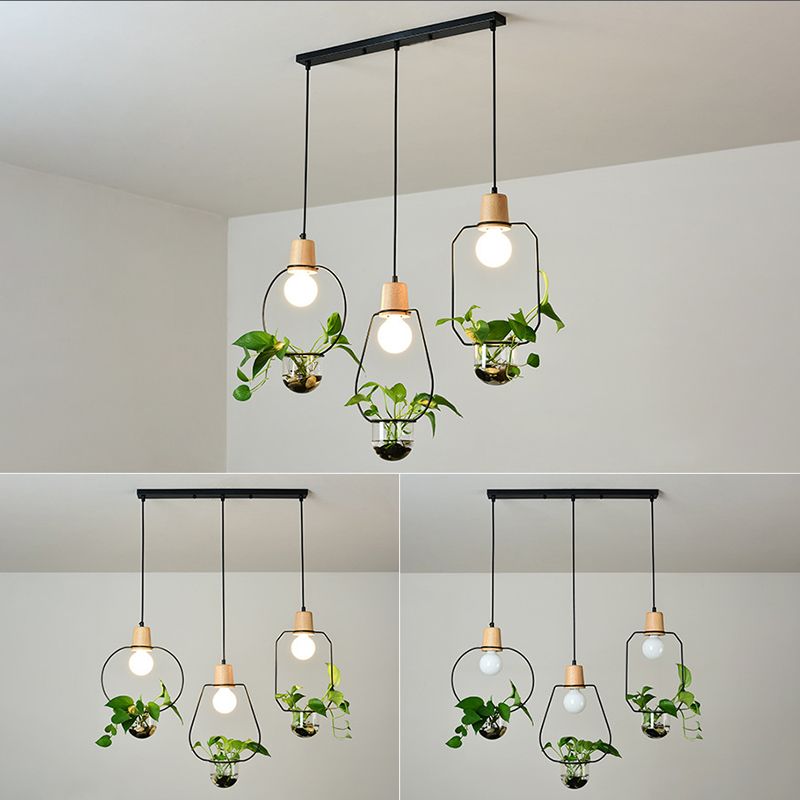 Metal Hanging Pendant Light Industrial Style Geometric Dinning Room Pendant Light Fixture