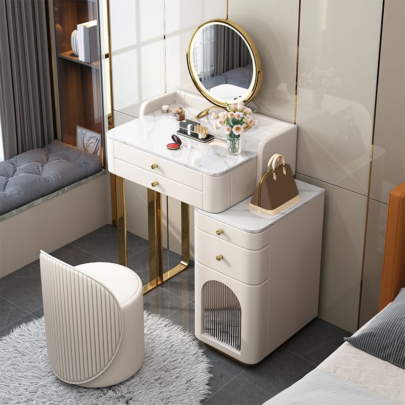 5 Storage Drawers Makeup Vanity Desk Stone Top Dressing Table