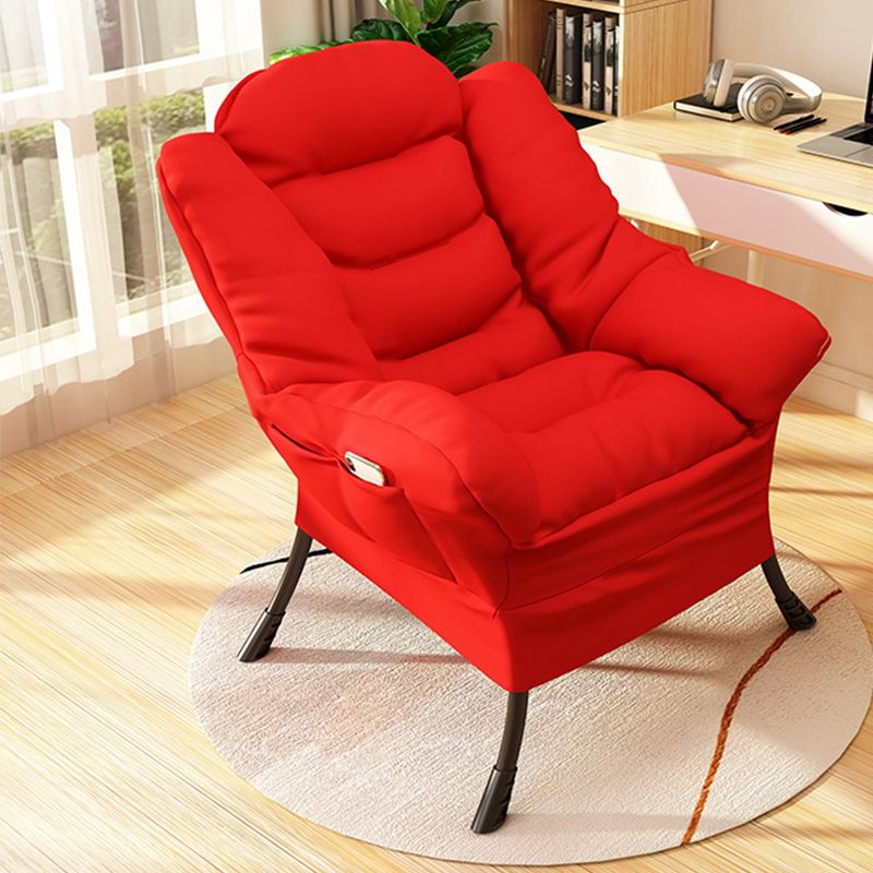 Solid Color Leather and Cotton Blend Accent Chair Set with Storage