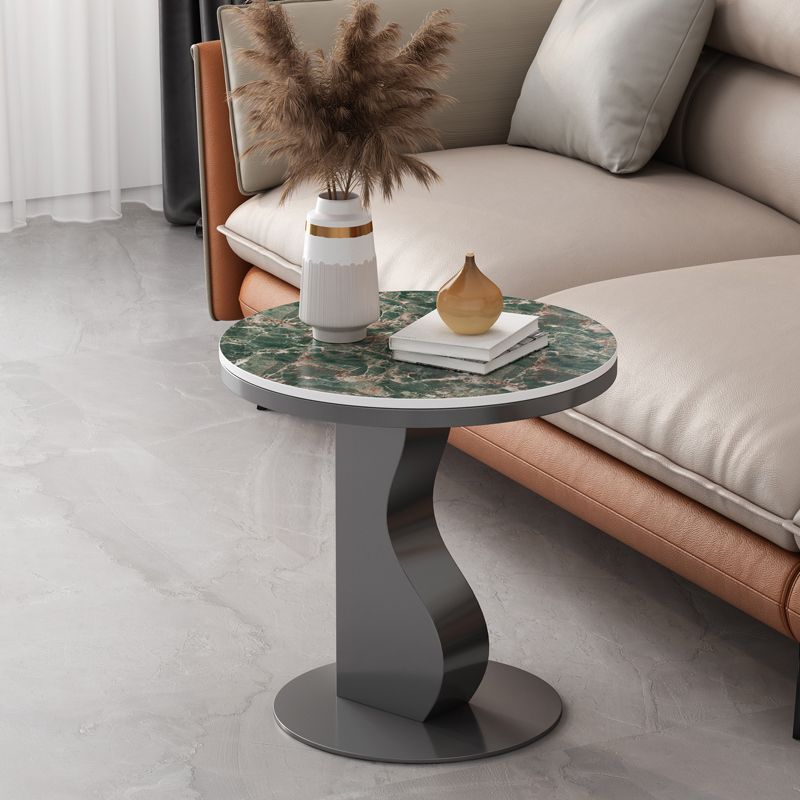 Stone & Iron End Table Dia 19.69" High Round Sofa Side Accent Table