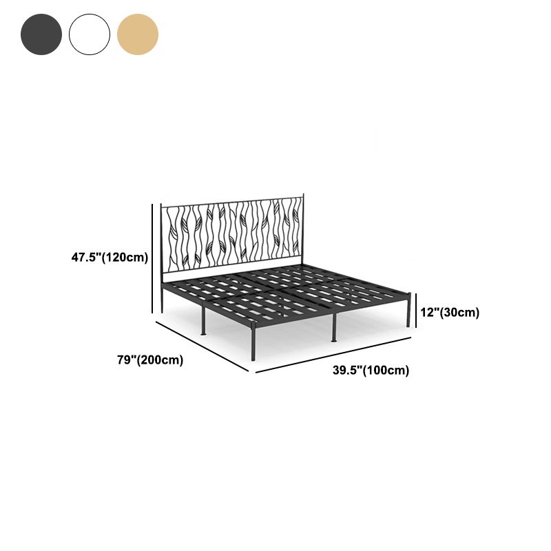 Metal Glam Bed Frame Rectangular Open-Frame Headboard Standard Bed
