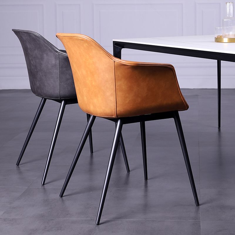 Industrial Metal Dining Room Armchair Upholstered Side Leather Chairs for Home Use