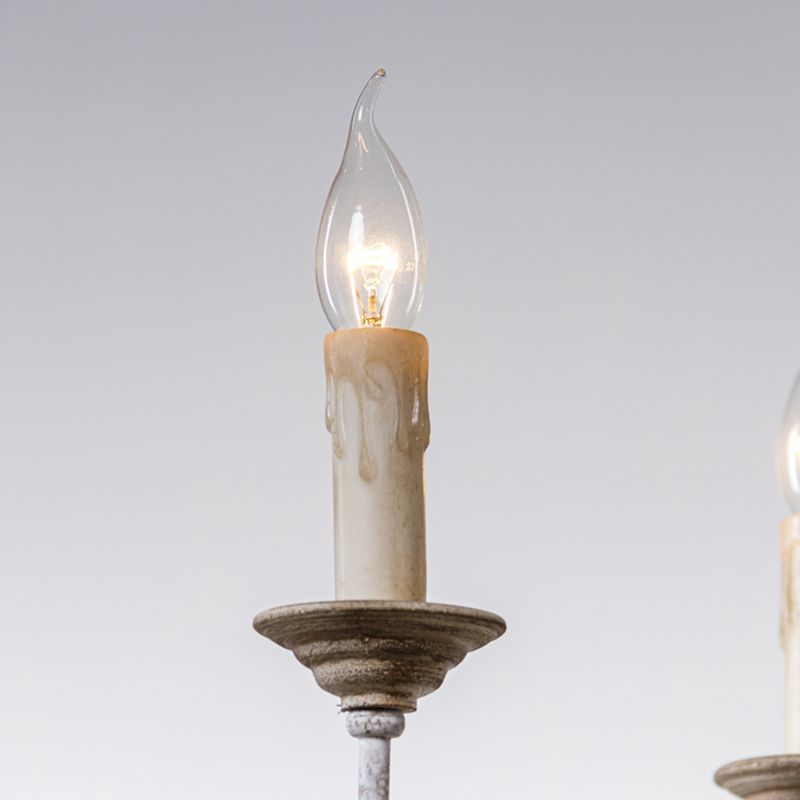 6 Lights Wood Suspended Lighting Fixture Traditional Curving Dining Room Ceiling Suspension Lamp