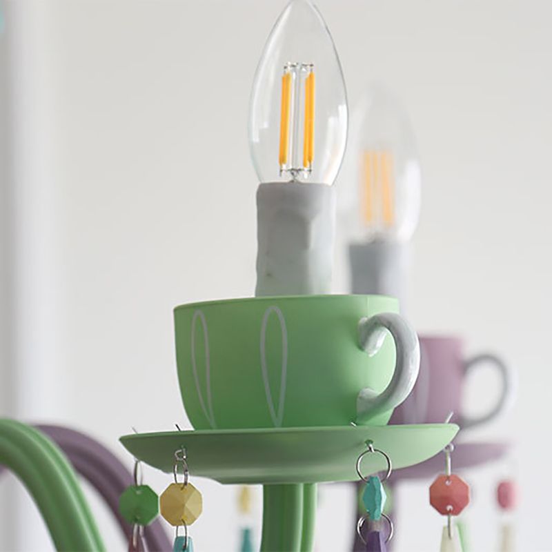 Lustre en macaron multi-tête contemporain luminaires de pendentif en verre métallique pour chambre à coucher pour la chambre à coucher