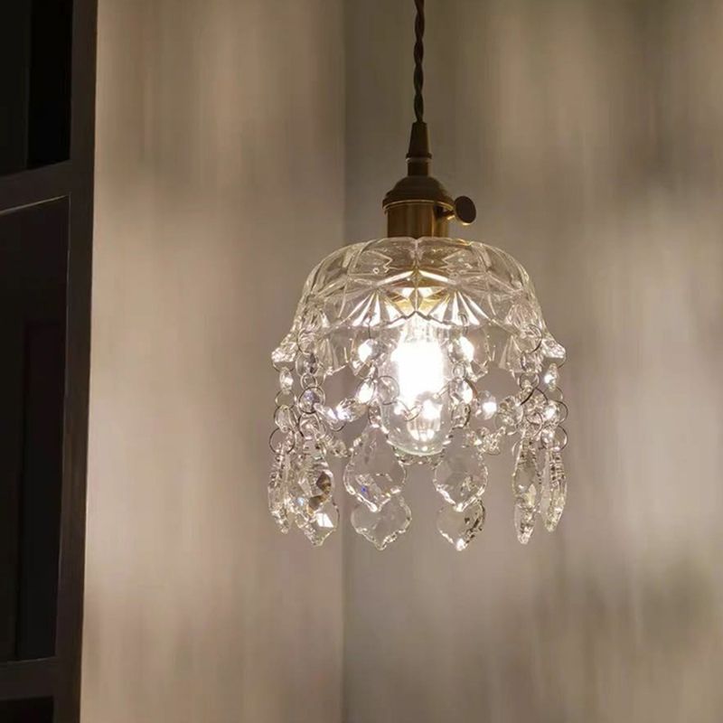 Lampe de suspension contemporaine simple lumière en verre de pendaison de suspension pour chambre à coucher