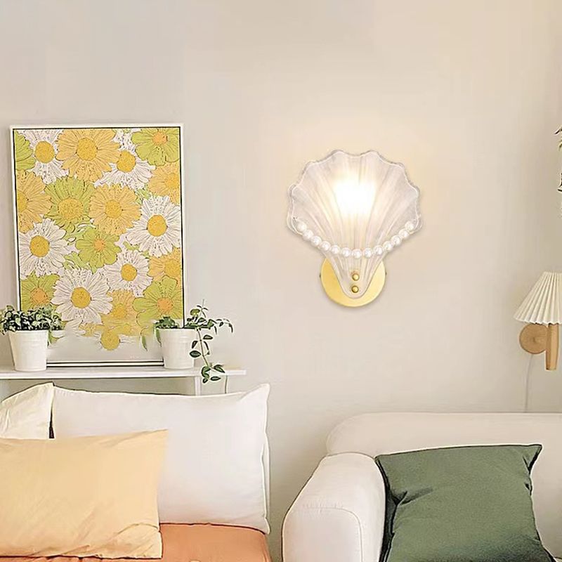 Golden Finish Single Contemporary Wall Mounted Sconce Glass Wall Light