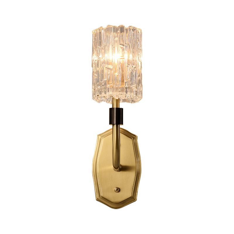 Luce da parete da parete a parete da 1/2 luci a parete Modern Modern Brass Sconce Light con briciolo in vetro trasparente