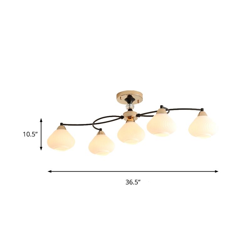 Sala da pranzo urna tonalità soffitto di latte bicchiere 5 luci moderno a soffitto bianco motivano luce
