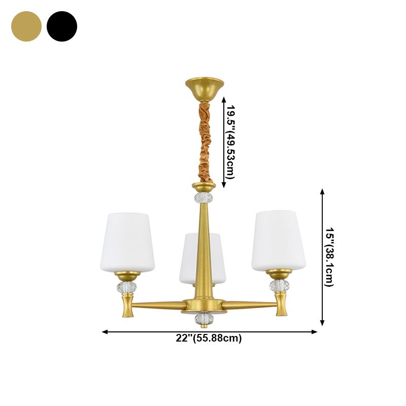 Glass Shade Metal Chandelier Light Fixtures American Style Multi-Head Bell Suspension Lamp