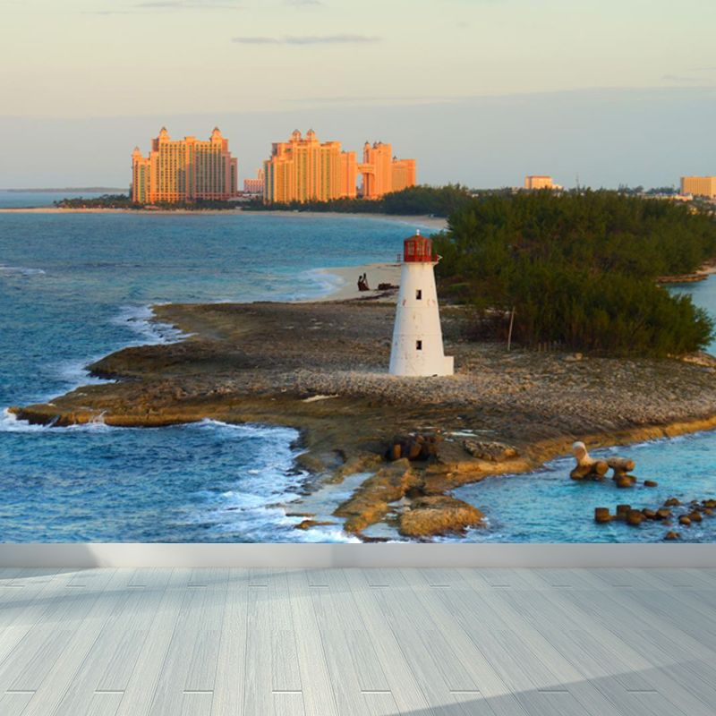 Extra Large Lighthouse Wall Mural Blue Non-Woven Wall Art for Interior Decor, Personalised