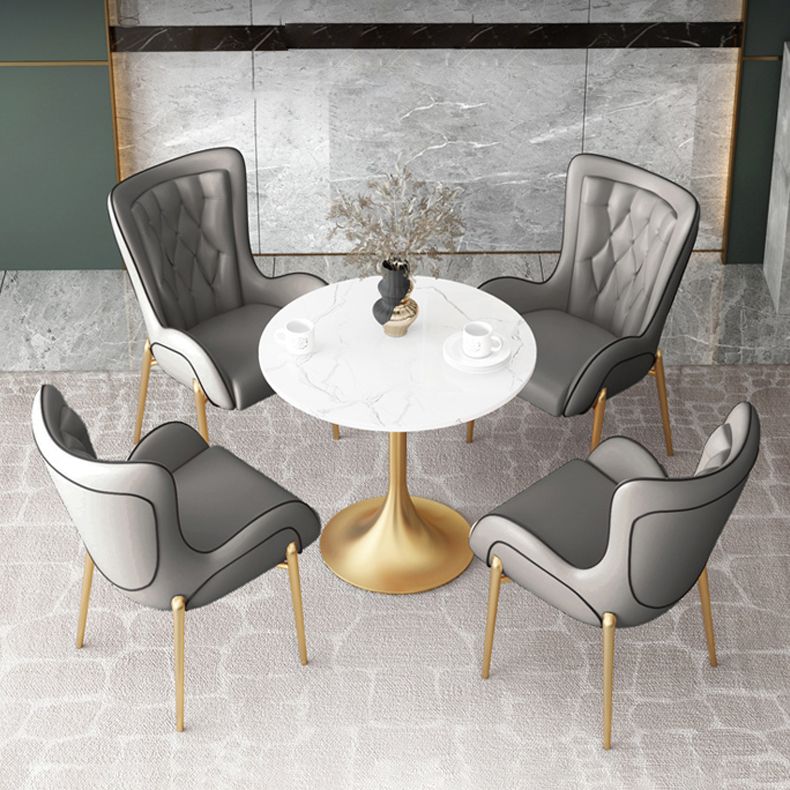 1/3/4/5 Pcs Metal Scandinavian Dining Room Set with Round Table Dinette Set