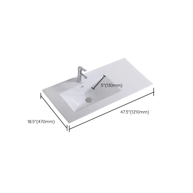 Modern Drop-in Bathroom Sink Rectangular Porcelain with Overflow Vessel Sink