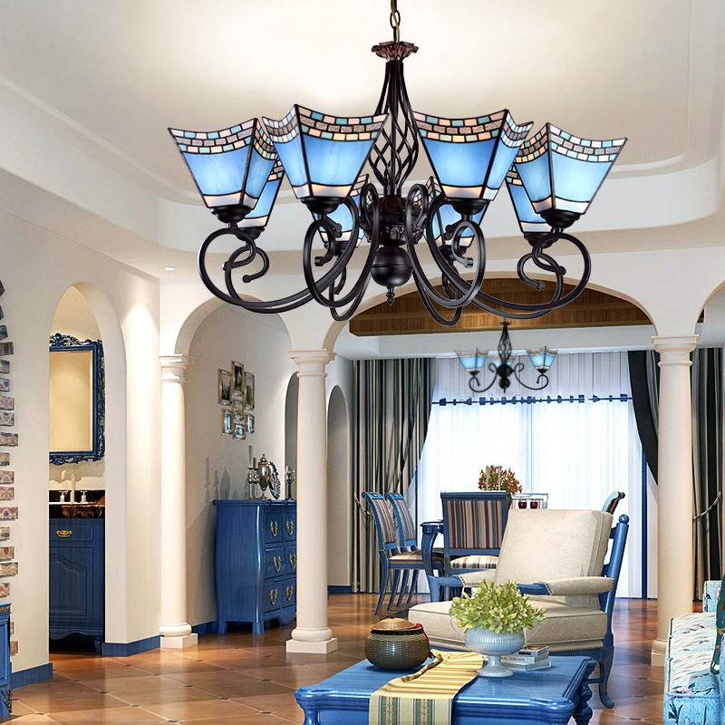 Lampadario blu nautico con piramid