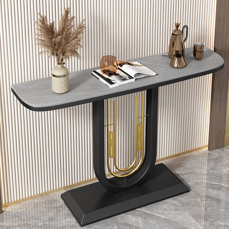 Glam Console Table Half Moon Antique Finish Console Sofa Table