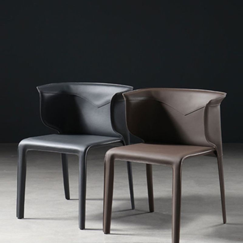 Faux Leather Dining Chair Modern Upholstered Chair with Metal Legs