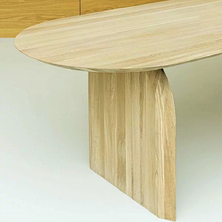 Mesa de comedor de madera maciza estilo simplicidad para el hogar con pedestal doble