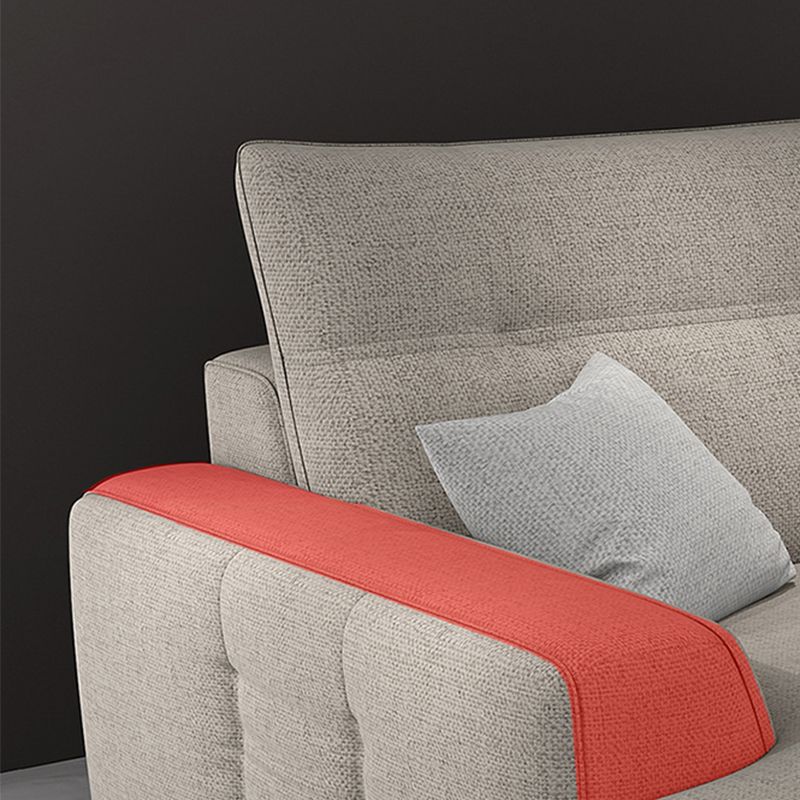 Slipcovered 4-seater Sectional Square Arm Sectional with 4 Pillows