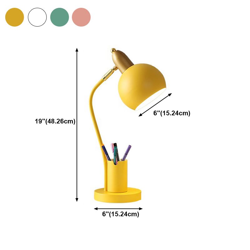 Macaroon Metal Table Light Bell 1-Light Bedroom Nightstand Lamp with Pen Container